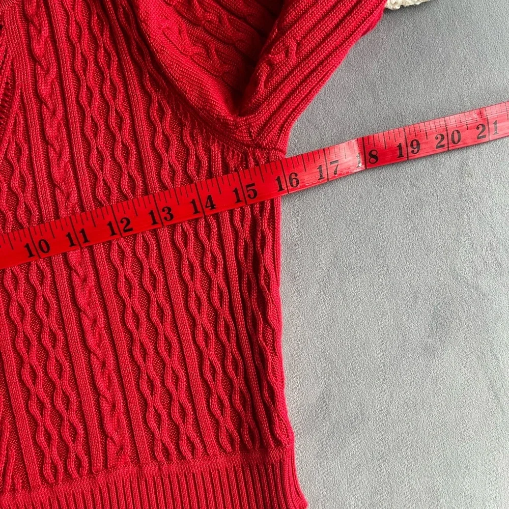 Calvin Klein Vibrant Red modest casual Knit Long Sleeve Dress S